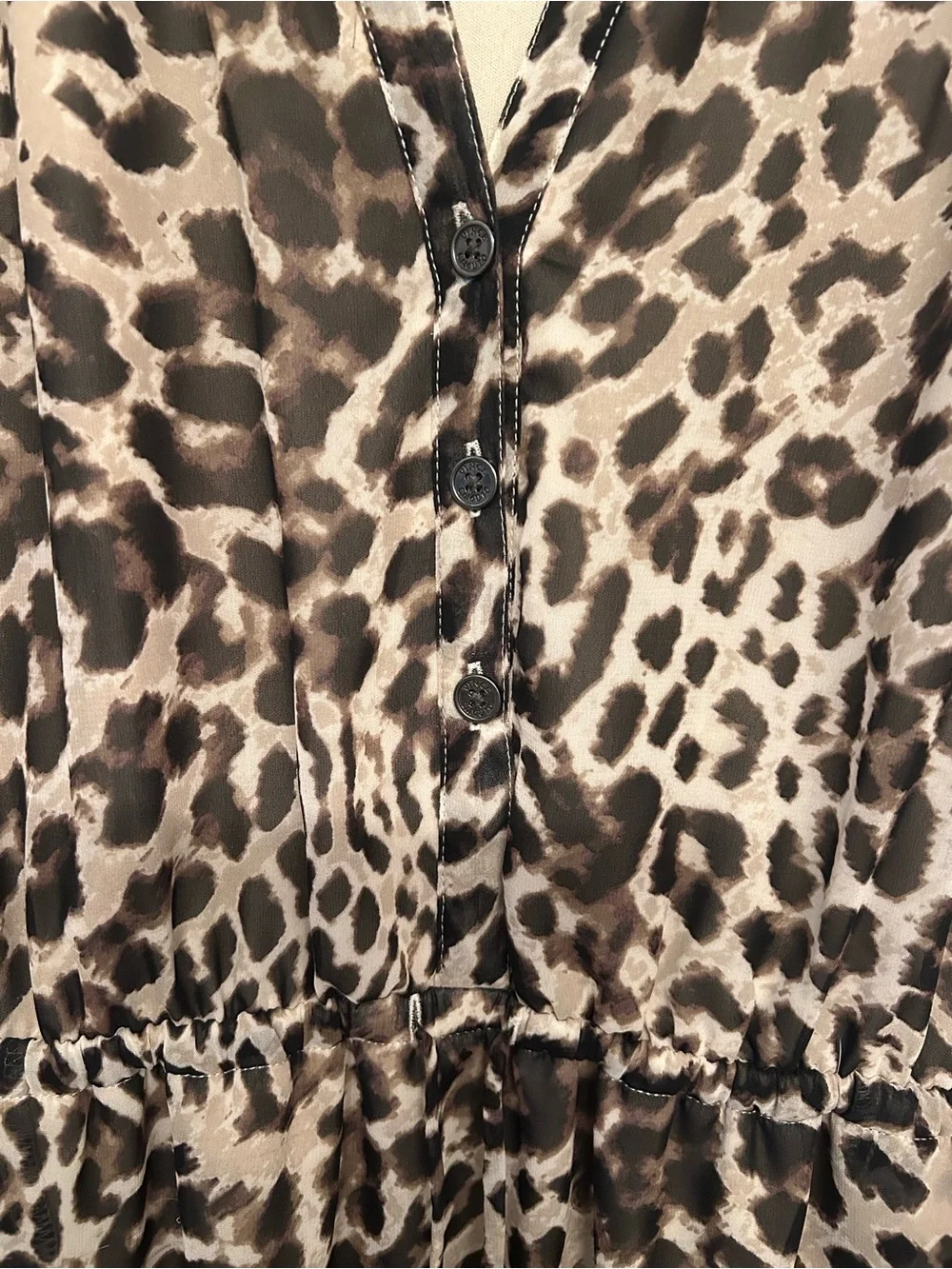 Vince Camuto Leopard Print 3/4 Sleeve Drawstring Shirtdress size 2